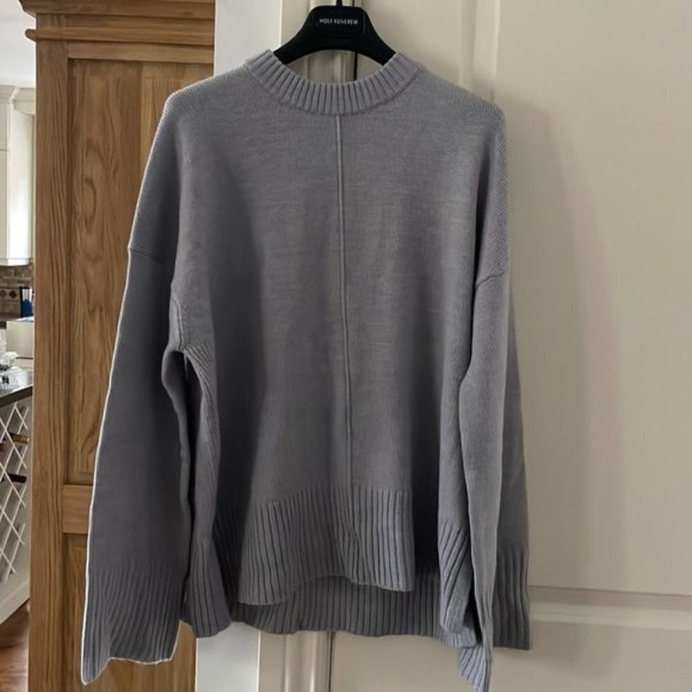 Nwot Nordstrom wide sleeve sweater in grey dark Heather fall winter warm soft - Picture 11 of 12